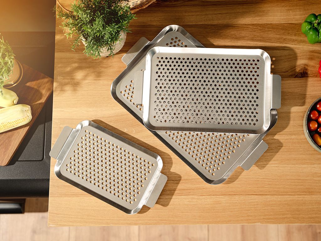 BBQ-BAKKE I RUSTFRIT STÅL 50×30 CM - 3