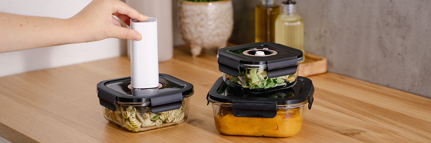 CONTENITORE IN VETRO SOTTOVUOTO QUADRATO – 800ML – SET – 4 PZ - 7