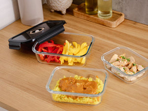 CONTENITORE IN VETRO SOTTOVUOTO RETTANGOLARE – 630ML – SET – 4 PZ - 5