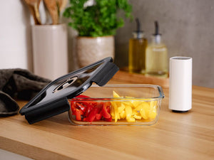 CONTENITORE IN VETRO SOTTOVUOTO RETTANGOLARE – 1480ML – SET – 4 PZ - 2