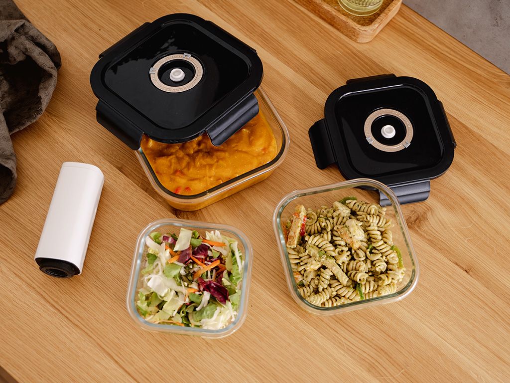 CONTENITORE IN VETRO SOTTOVUOTO QUADRATO – 800ML – SET – 4 PZ - 4