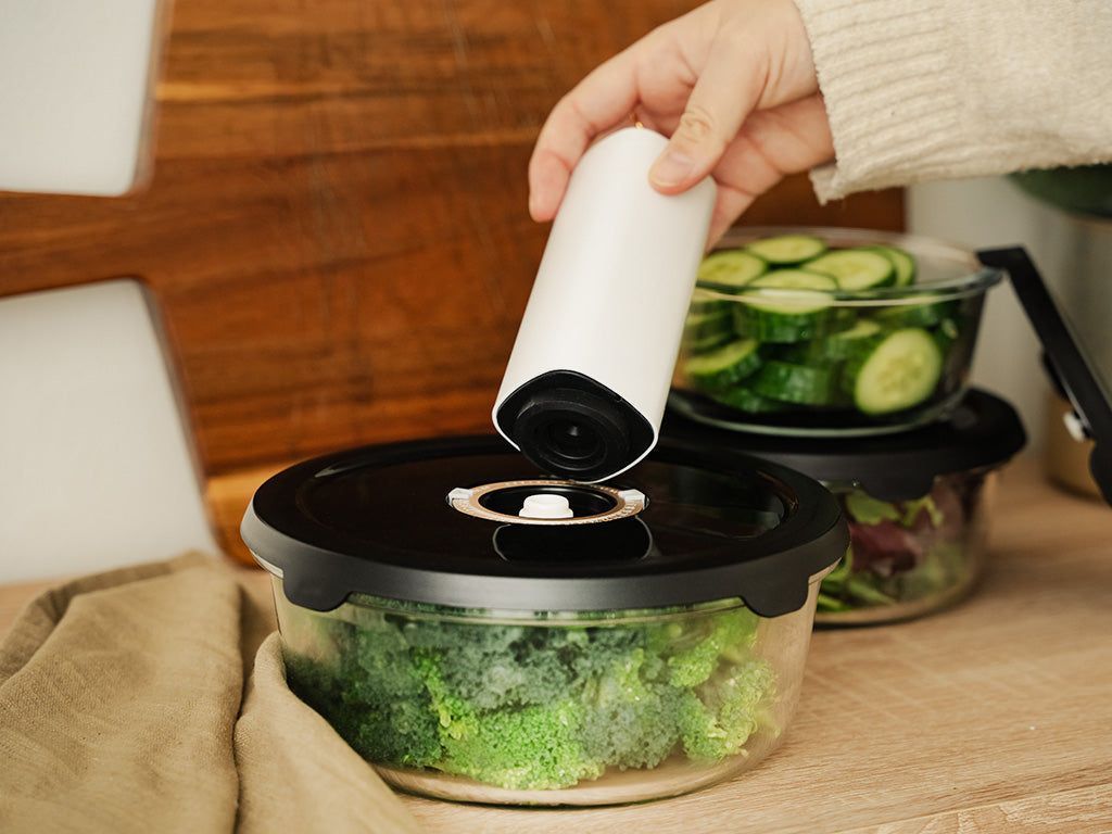 CONTENITORE TONDO IN VETRO SOTTOVUOTO - KIT COMPLETO