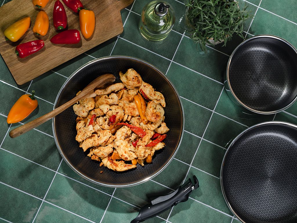 WOK CON MANICO RIMOVIBILE SET 30CM
