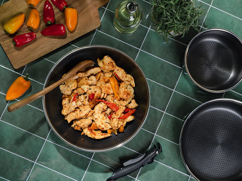 WOK CON MANICO RIMOVIBILE SET 30CM