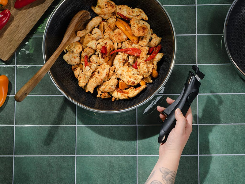WOK CON MANICO RIMOVIBILE SET 30CM