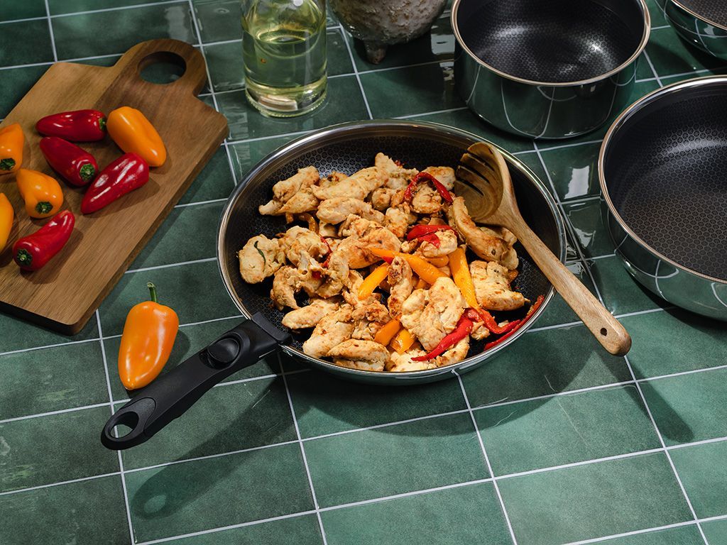 PADELLA CON MANICO RIMOVIBILE SET 30CM - 6