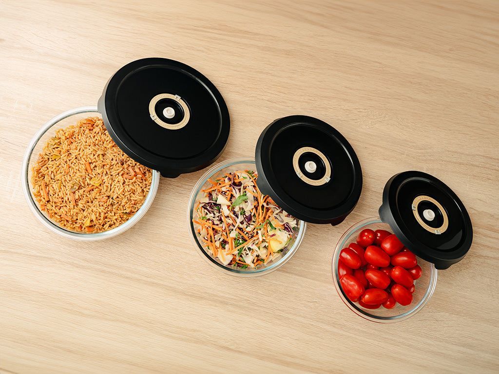 CONTENITORE TONDO IN VETRO SOTTOVUOTO - KIT DI SACCHETTI - 8