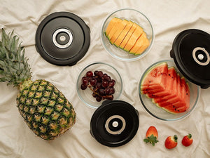 CONTENITORE TONDO IN VETRO SOTTOVUOTO - KIT COMPLETO - 9