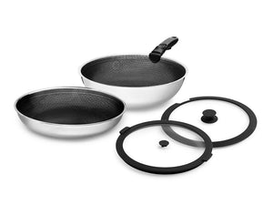 PADELLA MISTA CON MANICO RIMOVIBILE – SET WOK DA 2 PEZZI - 1