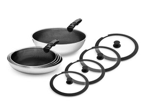 PADELLA MISTA CON MANICO RIMOVIBILE – SET DA 5 PEZZI - 1