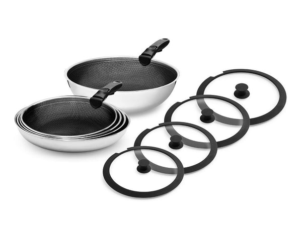 Mixed frying pan with detachable handle 5-pc set