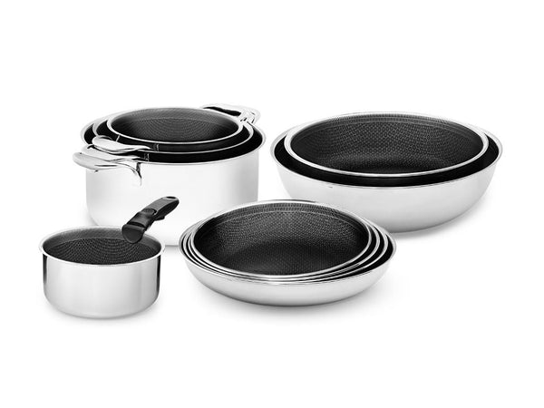 BATTERIA DI CUCINA CON MANICO RIMOVIBILE – 10 PZ