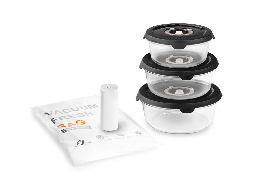 CONTENITORE TONDO IN VETRO SOTTOVUOTO - KIT DI SACCHETTI - 1