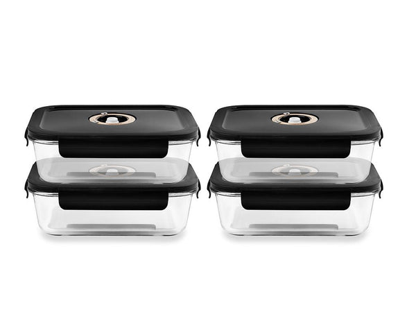 Rectangle vacuum glass container - 1040ml - set - 4pc