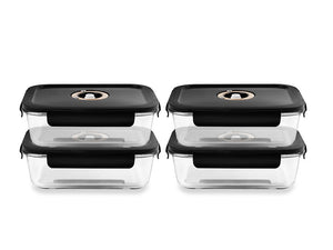 CONTENITORE IN VETRO SOTTOVUOTO RETTANGOLARE – 1040ML – SET – 4 PZ - 1