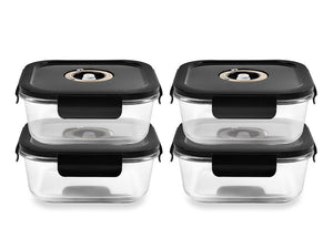 CONTENITORE IN VETRO SOTTOVUOTO QUADRATO – 1230ML – SET – 4 PZ - 1