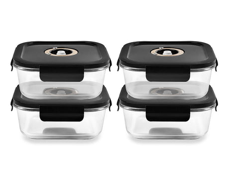 CONTENITORE IN VETRO SOTTOVUOTO QUADRATO – 1230ML – SET – 4 PZ - 1