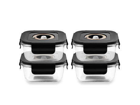 CONTENITORE IN VETRO SOTTOVUOTO QUADRATO – 525ML – SET – 4 PZ - 1