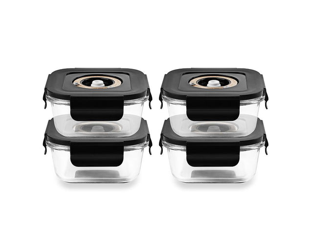 CONTENITORE IN VETRO SOTTOVUOTO QUADRATO – 525ML – SET – 4 PZ - 1