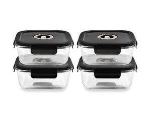 CONTENITORE IN VETRO SOTTOVUOTO QUADRATO – 800ML – SET – 4 PZ - 1