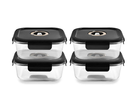 CONTENITORE IN VETRO SOTTOVUOTO QUADRATO – 800ML – SET – 4 PZ - 1