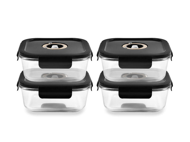 CONTENITORE IN VETRO SOTTOVUOTO QUADRATO – 800ML – SET – 4 PZ - 1