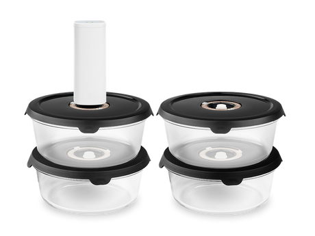 CONTENITORE TONDO IN VETRO SOTTOVUOTO – 1400ML SET - 4-PZ - 1