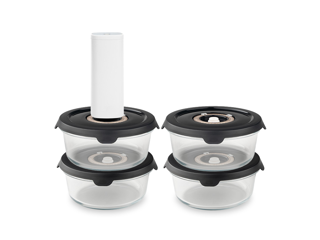 CONTENITORE TONDO IN VETRO SOTTOVUOTO – 635ML SET - 4-PZ - 1
