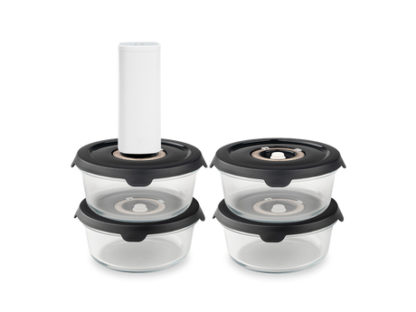 CONTENITORE TONDO IN VETRO SOTTOVUOTO – 635ML SET - 4-PZ - 1