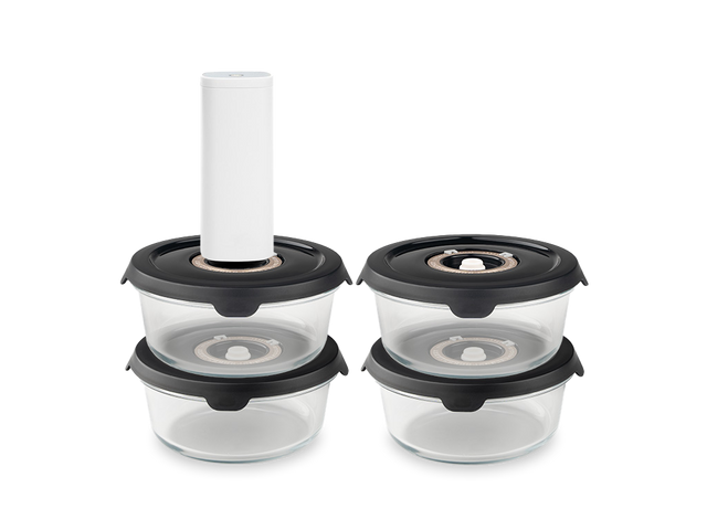 CONTENITORE TONDO IN VETRO SOTTOVUOTO – 635ML SET - 4-PZ - 1