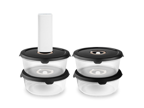 CONTENITORE TONDO IN VETRO SOTTOVUOTO – 930ML SET - 4-PZ - 1
