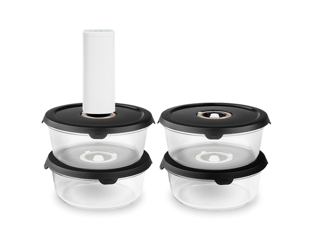 CONTENITORE TONDO IN VETRO SOTTOVUOTO – 930ML SET - 4-PZ - 1