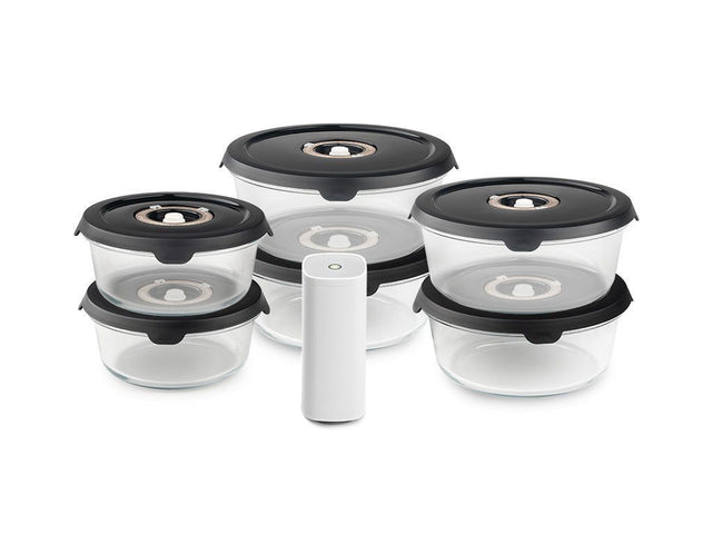 CONTENITORE TONDO IN VETRO SOTTOVUOTO SET ASSORTITO – 6-PZ - 1