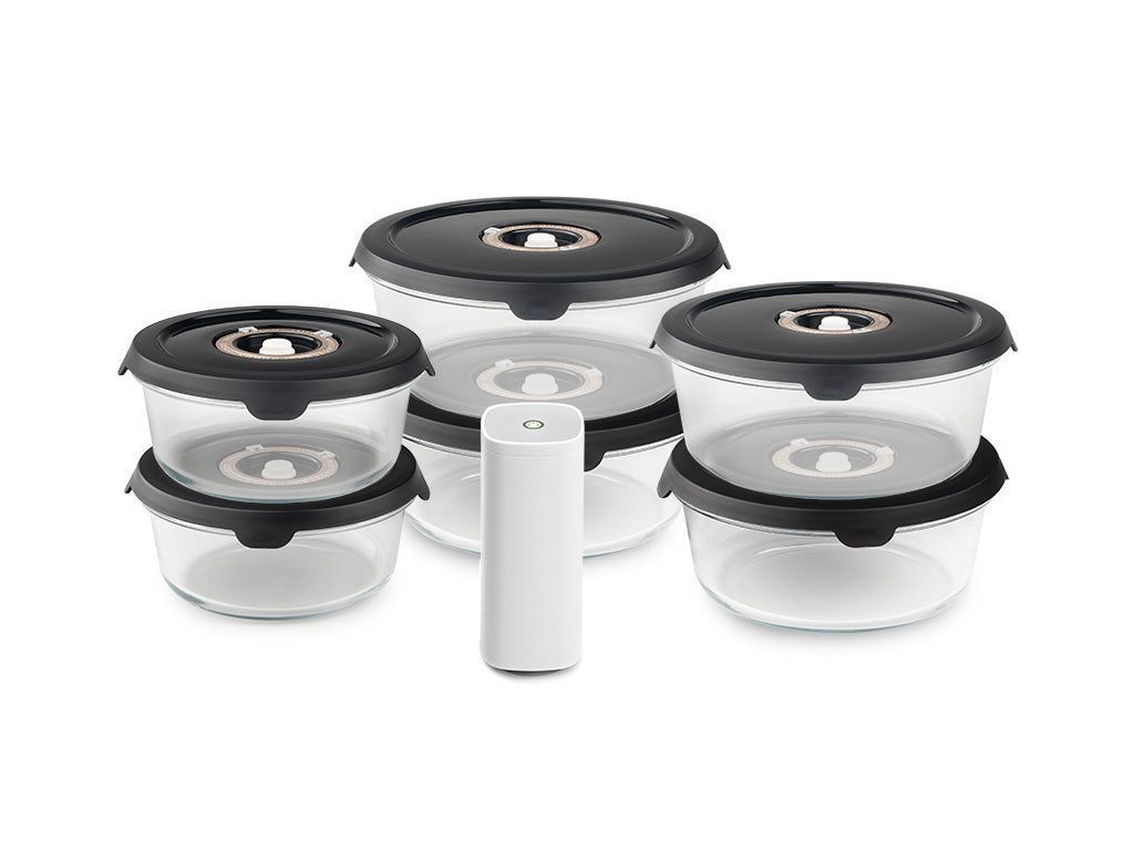 CONTENITORE TONDO IN VETRO SOTTOVUOTO SET ASSORTITO – 6-PZ - 1